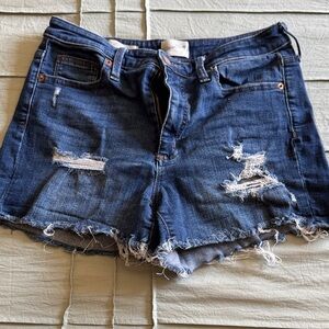Universal Thread Blue Distressed high rise midi Jean Shorts size 10